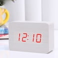 thumbnail image 2 of Reloj de madera LED silencioso electrónico con pantalla digital, reloj despertador de madera rectangular, reloj de madera de escritorio, 2 of 5