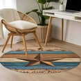 thumbnail image 4 of Western Texas Star Retro Round Area Rug 3.3Ft Washable Circle Rugs for Dining Room Table, Country Farmhouse Dark Blue Brown Wooden Non-Slip Carpet Floor Mats Indoor Outdoor Carpet Runner Home Decor, 4 of 8