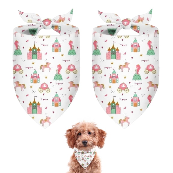 Dog Bandana 2 Pack,Princess Castle Pattern Bandanas for Dogs,Cat Bandana,Small/ Large Dog Bandana 2 Size,Dog Bandanas