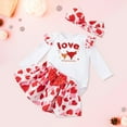 thumbnail image 2 of EnJoCho Baby Kids Valentines Outfit Love Heart 𝖱omper Ru𝖿fle Layered Shorts Headband Cute Clothes Set Party Festival Holiday Matching Siblings Twin Outfit Photoshoot Coordinated, 2 of 7