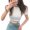 White, variant on Ochine Women Crop Top Short Sleeve Crew Neck Slim Fit Solid Color Cut Out T Shirt Soft Sexy Blouses Party Goingout, Black White