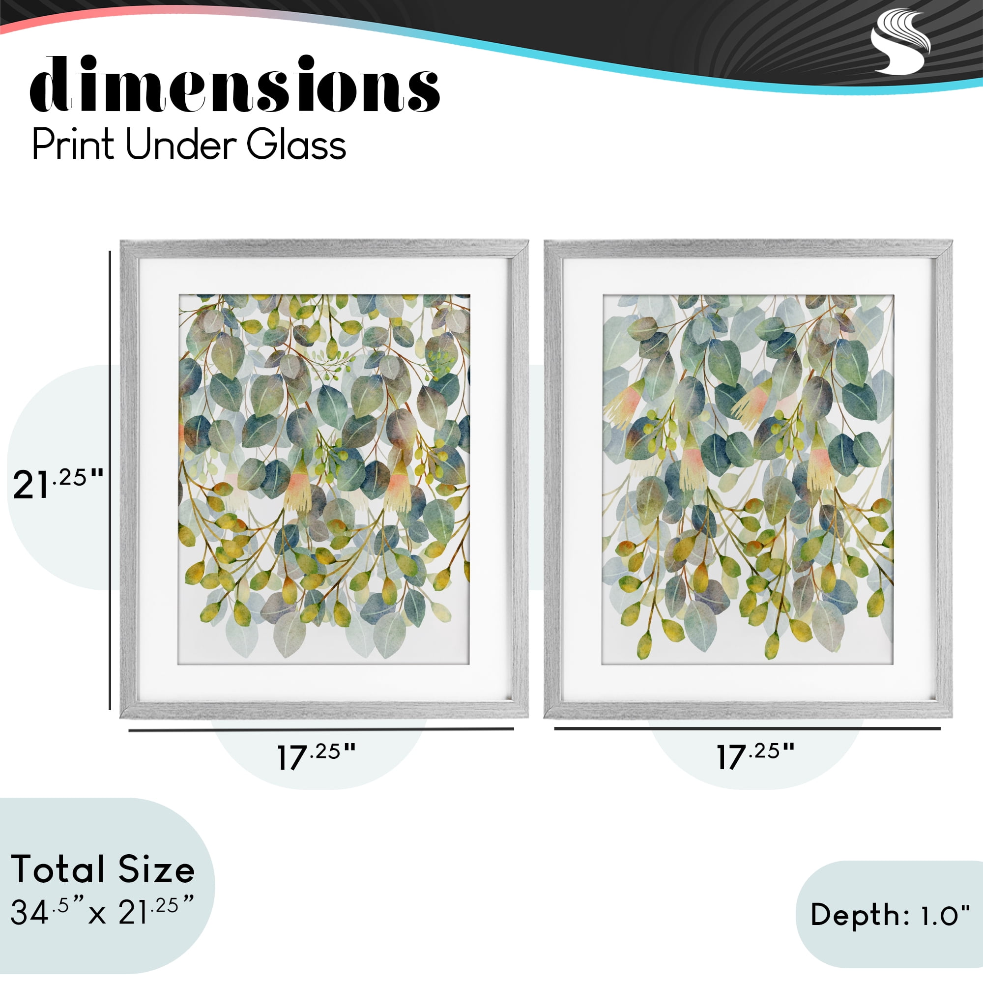 Stupell Industries Layered Ivy Hanging Botanicals 2 Piece Gray Framed Print Under Glass Set, design by Marcus Prime