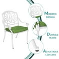 thumbnail image 2 of MEETWARM 3 Piece Patio Bistro Set, Outdoor All-Weather Cast Aluminum Dining Furniture Set Includes 2 Chairs and a 31” Round Table with Umbrella Hole for Garden Deck, White, 2 of 7