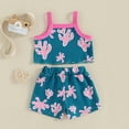 thumbnail image 3 of Bagilaanoe 2pcs Toddler Baby Girls Shorts Set Print Sleeveless Contrast Color Camisole Tops + Shorts 6M 12M 18M 24M 3T Kids Casual Summer Clothes, 3 of 7