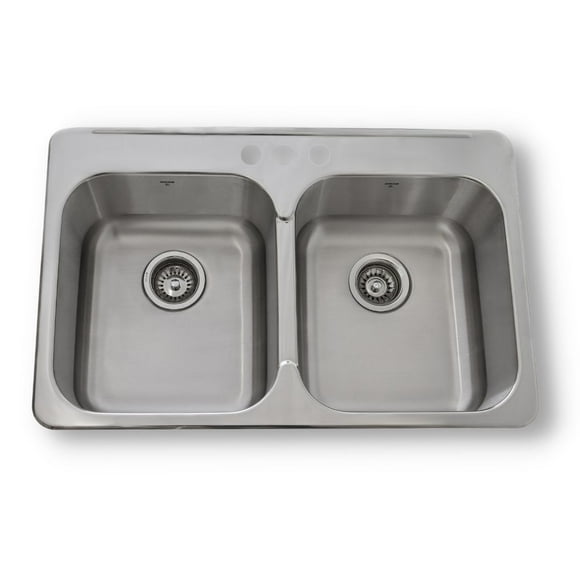 ONEX® Drop-In Double Bowl 31"X20" -7"d Stainless Steel Sink OD3120-7