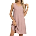 thumbnail image 1 of Dvprdro Robe d'Été Mode pour Femmes Col Rond Sans Manches avec Poches Robe de Plage Mini Décontractée Fendue Confortable Robe d'Été, 1 of 6