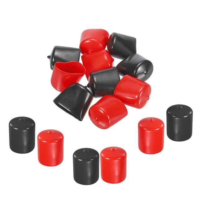 Uxcell Juego de tapas de goma cubiertas de vinilo protector de rosca para tornillos y tornillos negros rojos 1.42" 10Pcs