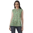 thumbnail image 1 of Moomaya T-shirt d'Été Décontracté en Tunique Col Mandarin Imprimé, 1 of 6