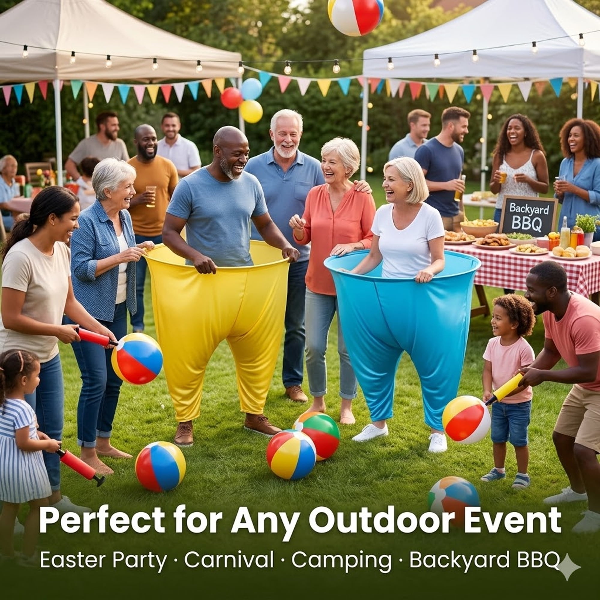 Granny Pants Yard Game Set - Giant Outdoor Games for Adults and Family, Funny Relay Race Party Games for Kids, Field Day Lawn Backyard Camping Games with Bouncy Balls