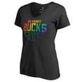 thumbnail image 2 of Women's Black Milwaukee Bucks Team Pride Wordmark V-Neck T-Shirt, 2 of 3