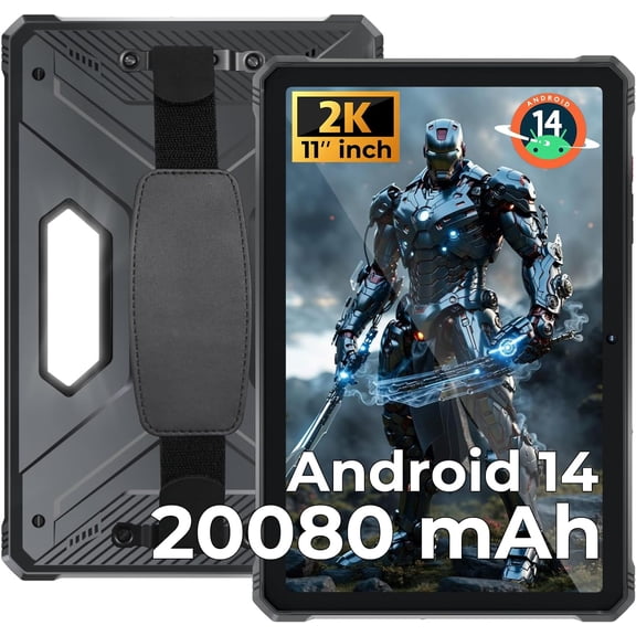 HOTWAV R9 Pro 2025 Rugged Tablet Android 14-2K 11 Inch 20080mAh Waterproof Tablet, 20GB 256GB/2TB SD Outdoor Tablets,Black