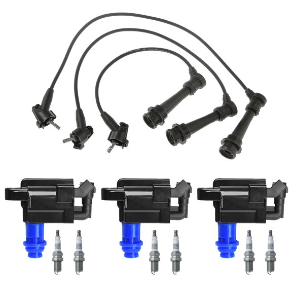 3 ISA Ignition Coil, 6 NGK Platinum Spark Plugs and Wireset Compatible with 2001-2005 Lexus IS300 3.0L l6 Replacement for UF228