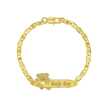 baby boy gold toddler identification 18k plated bracelet tag