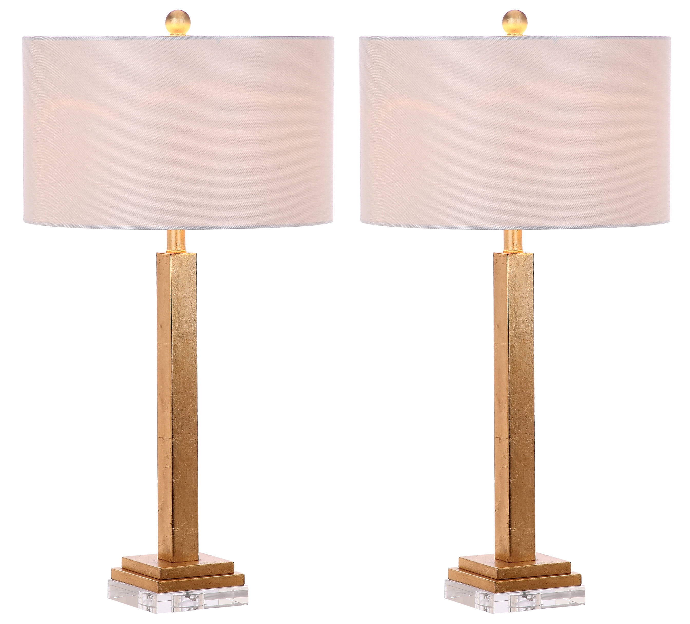SAFAVIEH Perri 30 in. High Crystal Base Table Lamp, Gold, Set of 2