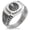 Silver, variant on Stainless Steel Tsugara Samurai Crest CZ Ribbed Needle Stripe Pattern Biker Style Polished Ring