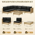 thumbnail image 5 of LHBcraft 7-Piece Wicker Patio Furniture Set, Boho Outdoor Conversation Set Sectional Sofa with Water Resistant Thick Cushions and Coffee Table, 5 of 6