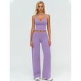 thumbnail image 4 of PISONIC Womens Workout Sets Two Piece Halter Crop Top Matching Straight Leg Pants Gym Work Pilates Outfits, 4 of 5