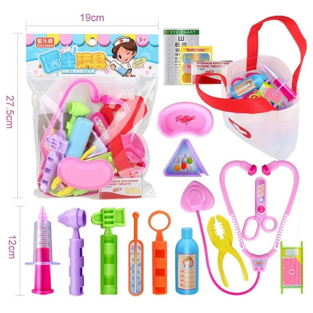 POINTERTECK Trousse de Jeu de Docteur pour Enfants 16 Pcs Ensemble de Docteur pour Jeu d'Imitation avec Sac de Rangement et Stéthoscope Électronique pour Enfants de 3 Ans et Plus