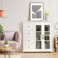 thumbnail image 2 of Giantex Sideboard Buffet Cabinet w/4 Drawers & Dual-Open Glass Doors, Kitchen Buffet Storage Cabinet, White, 2 of 9