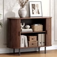 thumbnail image 4 of ROGALIS 40" Buffet Sideboard Cabinet with Storage, Modern Fluted Cabinet with Sliding Doors & Adjustable Shelf, Coffee Bar Accent Cabinet for Kitchen, Dining Room, Entryway, Walnut, 4 of 6