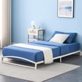 thumbnail image 1 of 6-pulgada tamaño individual size low marco de cama heavy-duty metal platform no box spring noise-free non-slip fácil montaje blanca, 1 of 7