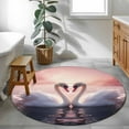 thumbnail image 4 of Valentine's Day Washable Round Area Rug 3 ft, White Swans Couple Romantic Pink, Soft Non Slip Rugs Stain Repellent Indoor Felt Carpet for Living Dining Room Bedroom Home Office, 4 of 9