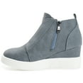 thumbnail image 3 of Journee Womens Clara Round Toe Inside Zip Wedge Sneakers, Widths Available, 3 of 10