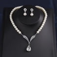 thumbnail image 3 of SmartBy 1 Set Bridal Faux Pearl Jewelry Women Rhinestone Pendant Necklace And Earrings Elegant Wedding Jewelry Set for Bridesmaid Bridal Shower Engagement, 3 of 7
