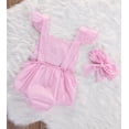 thumbnail image 2 of Infant Baby Girl Ruffled Cap Sleeve Floral Lace Romper and Headband (70/3-6 Months), 2 of 4