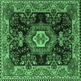 thumbnail image 1 of Ahgly Company Indoor Square Medallion Emerald Green Traditional Area Rugs, 3' Square, 1 of 4