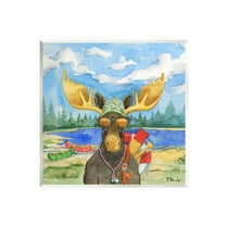 Stupell Industries Happy Camper Life Guard Moose Painting Unframed Art Print Wall Art, Design by Paul Brent