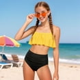 thumbnail image 2 of mgoYE Swimsuit for Girls 8-10 Girls Bikini Set 2 Piece Swimsuit - Beach Sports Bathing Suit Scoop Neck Adjustable Straps Padded Kids Teen(Yellow,9-10 Years), 2 of 9