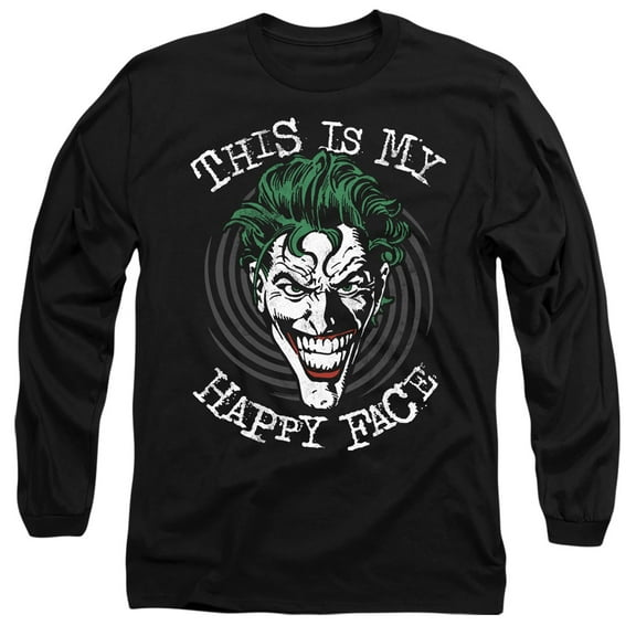 Batman Maniacal Spiral Long Sleeve Adult 18/1 T-Shirt Black