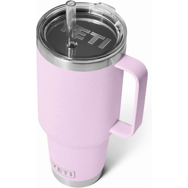 YETI Rambler Tasse en Paille 42 oz, Isolée sous Vide, Acier Inoxydable, Fleur de Cerisier