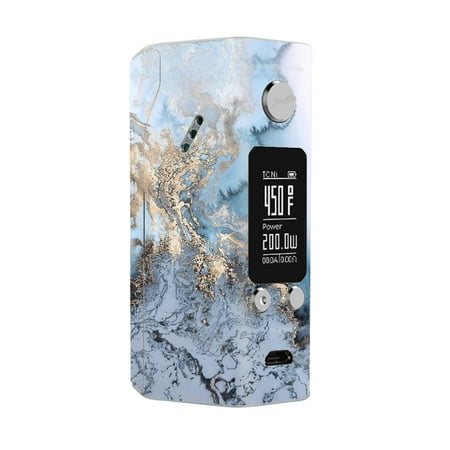 Skin Decal For Wismec Reuleaux Rx200S Vape Mod / Blue Gold Grey Marble Pattern