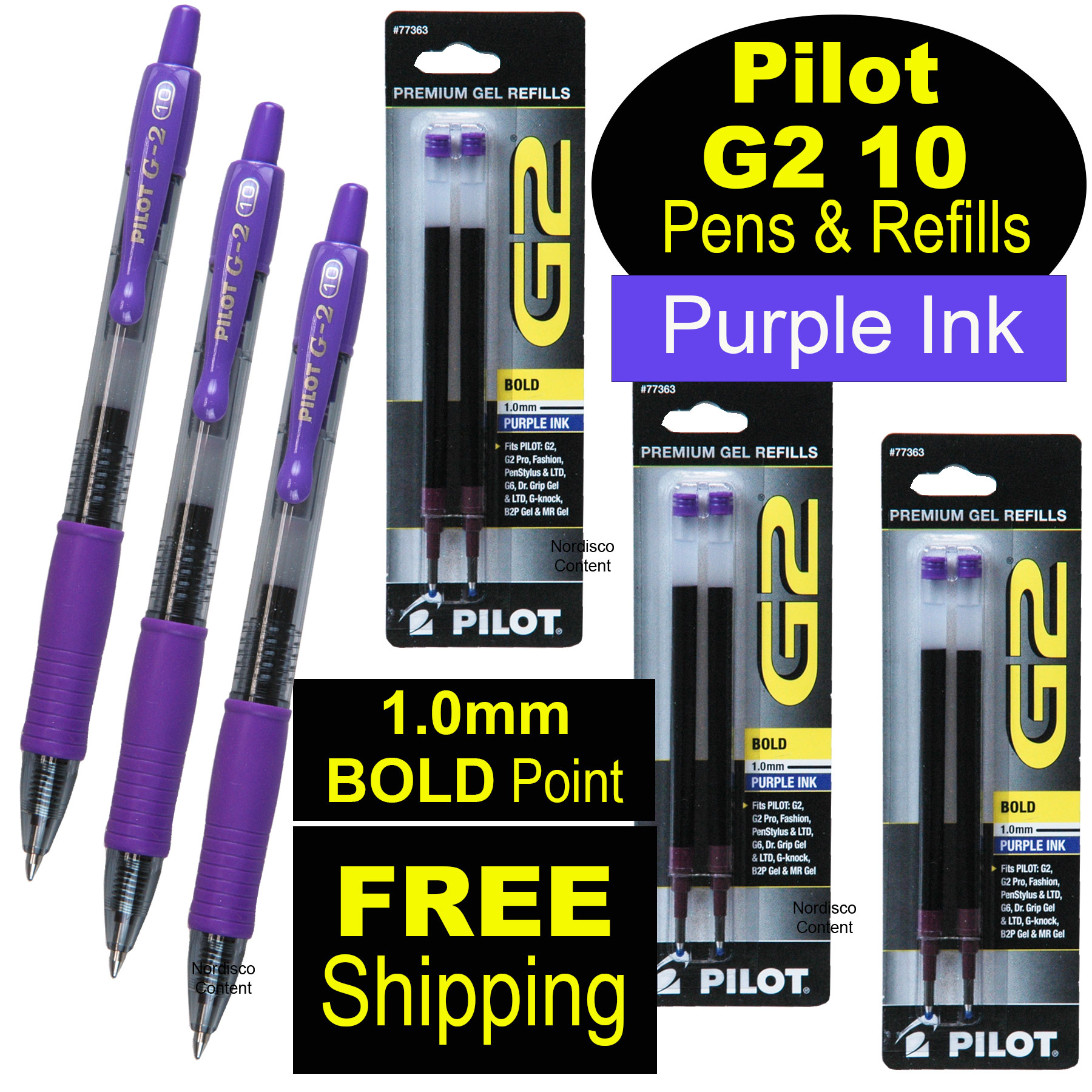 Pilot G2 10 Purple, 1.0mm Bold Point, Purple Gel Ink Rollerball Pens   Refills - Walmart.com
