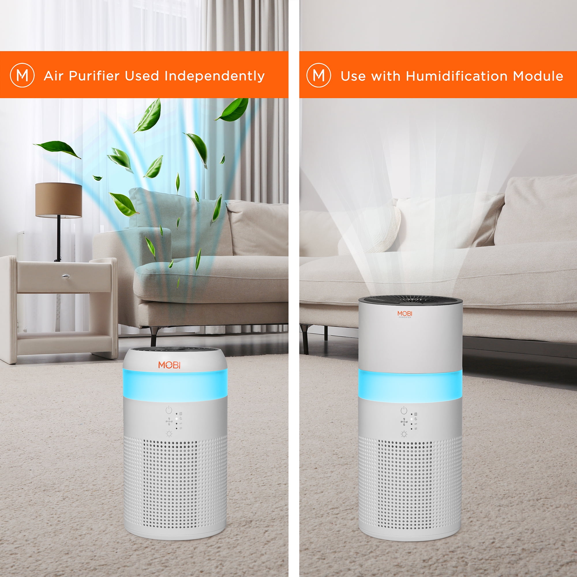 MOBI 4 in 1 Smart Wi-Fi Nursery Air Purifier & Humidifier with Removable Water Tank & Filter, 3 Stage HEPA Filtration System & Aromatherapy, Covers up to 550 ft2, Remove Dust Smoke Pollutants Odor