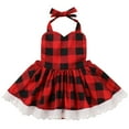 thumbnail image 3 of IBTOM CASTLE Kids Baby Girls Christmas Party Dress Women Xmas Red Plaid Tutu Dress with Hooded Cloak Cape Family Matching Fancy Dress up Costume 12-18 Months Red Romper + Cape, 3 of 8