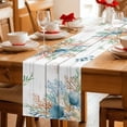 thumbnail image 5 of Beach Coastal Cotton Linen Table Runner for Dining Kitchen, Summer Nautical Coral Shell Botanical Vintage Wedding Outdoor Party Tablerunners, Dresser Scarf Coffee Tablecloth Runners 13x90 Inches, 5 of 9