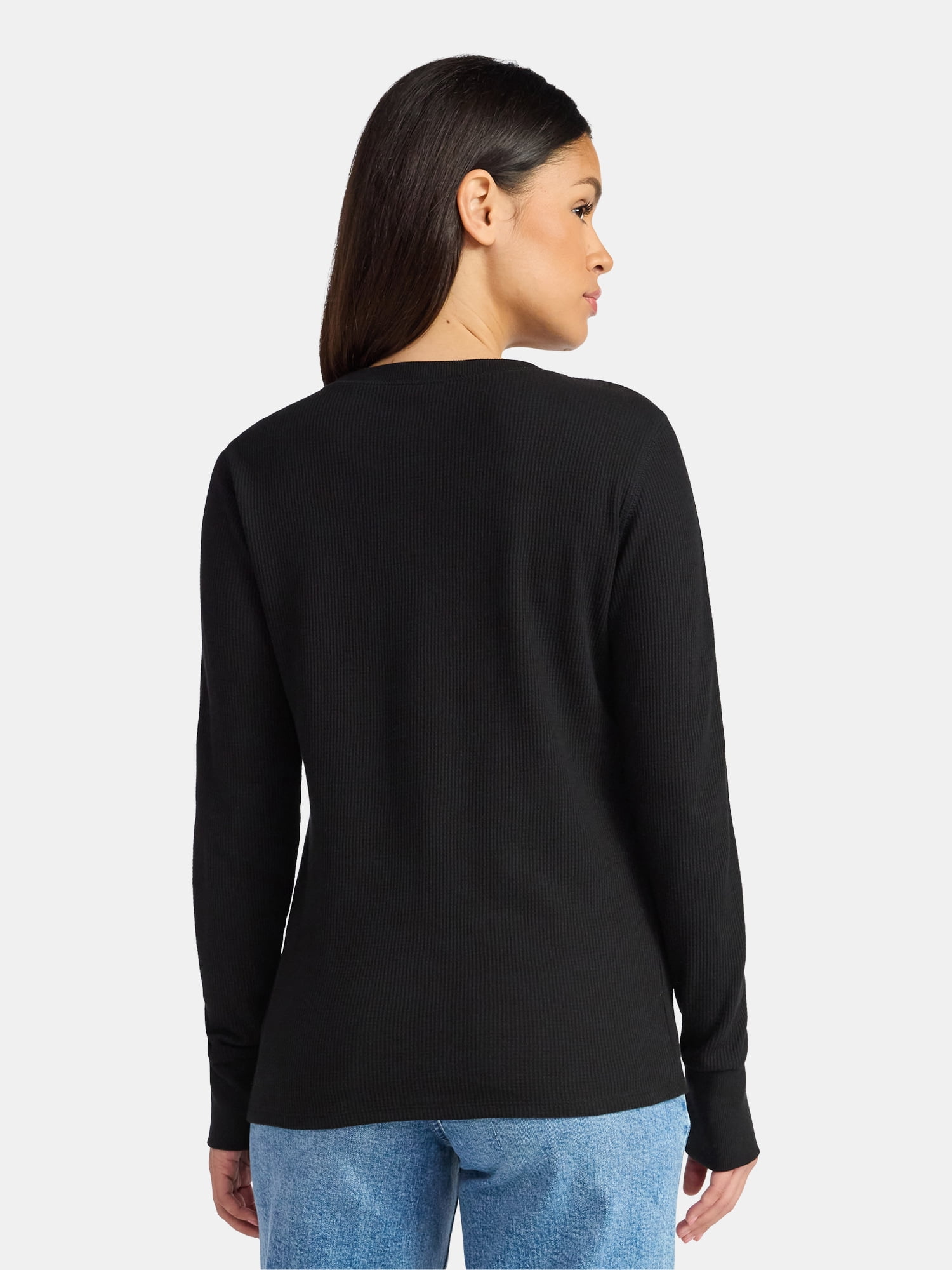 Time and Tru Women's Thermal Tee with Long Sleeves, Size XS-XXXL