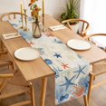 thumbnail image 2 of Summer Ocean Table Runner Vintage Nautical Sea Watercolor Orange Blue Starfish Corals Table Runners Dresser Scarves Holiday Kitchen Dining Table Decoration for Home Party Indoor 13x36 Inch, 2 of 9