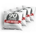 thumbnail image 5 of Ambesonne Retro Throw Pillow Cover 4 Pack, Birthday Red Ribbon, 18", Red Grey White, 5 of 7