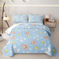 thumbnail image 2 of Feelyou Cute Bowknot Softball Twin Quilt Set for Girls, Blue Cartoon Stars Print Twin Coverlet Set, 2pcs, 2 of 7