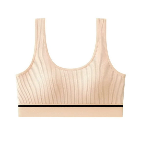 GUZOM Women's Wireless Cotton Bralette - Beige, One Size, Tank Style, Comfortable for Everyday Wear, Yoga & Lounging