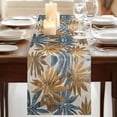 thumbnail image 3 of Navy Blue Brown 90 Inch Table Runner, Retro Tropical Palm Leaves Botanical Farmhouse Dresser Scarf Cotton & Linen Tablerunner for Dining/Kitchen Island/Holiday Party Décor 13" x 90", 3 of 9