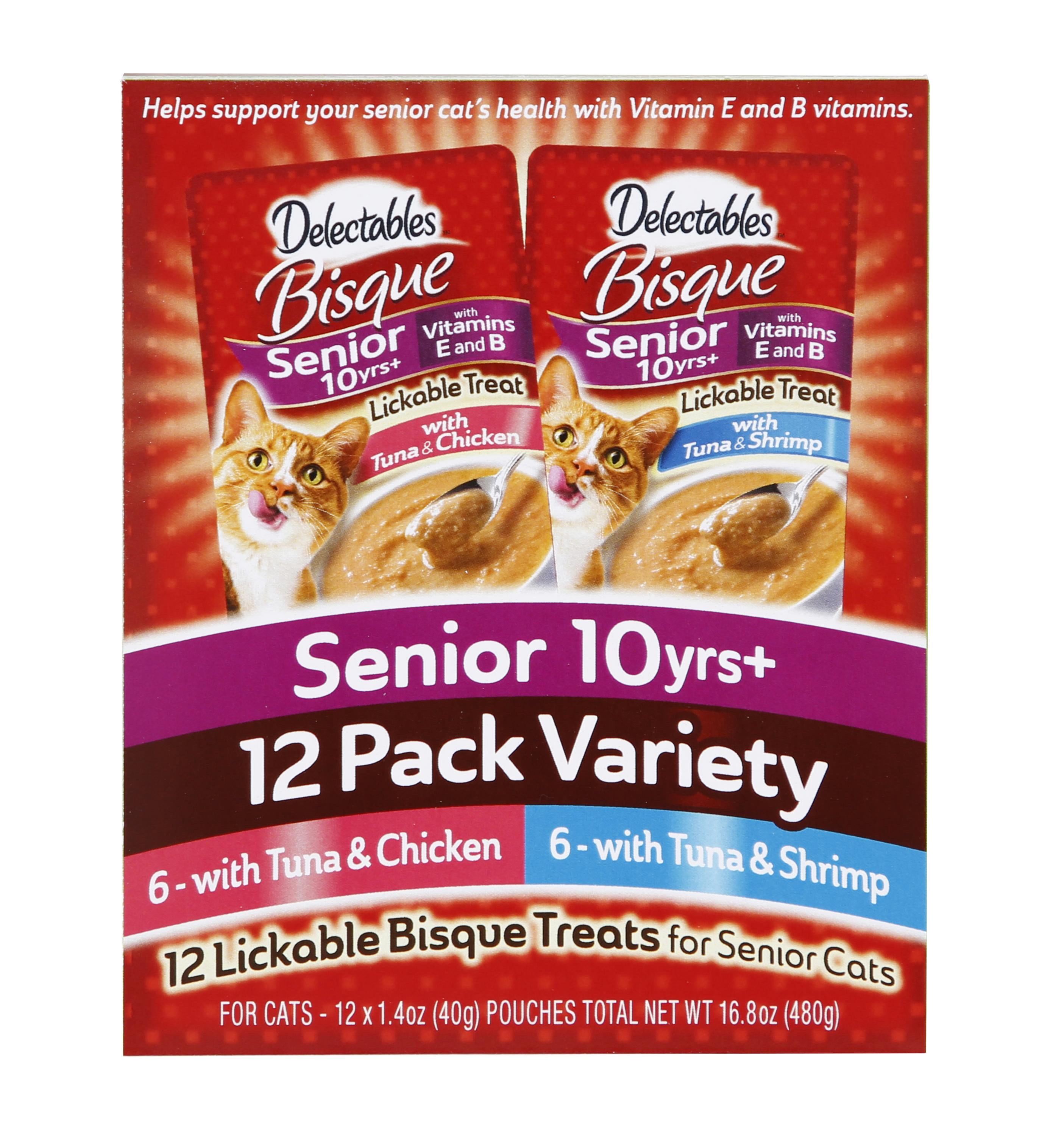 Delectables Lickable Cat Treats Bisque Senior Variety Pack, 12 Count