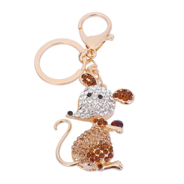 Mouse Pendant Keychain Creative Key Rings Hanging Ornament Metal Keychain Rat Design Key Holder Gift Bag Pendant (Light Gloden 2)