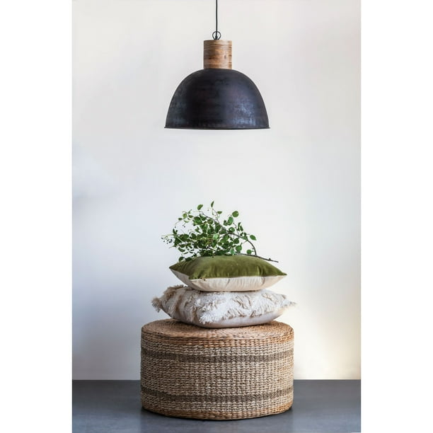 3R Studios Striped Round Water Hyacinth and Seagrass ...