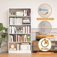 thumbnail image 4 of Bookcase,5 Tier White Bookshelves,66" Tall Free Standing Metal Bookcase with Adjustable Storage Shelves,  Wide Bookshelf for Bedroom Living Room Home Office School, 4 of 7