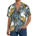 thumbnail image 2 of Disketp Men's Hawaiian Squirrel And Leaves Print Shirts Button Down Holiday Beach Shirts-Large, 2 of 5